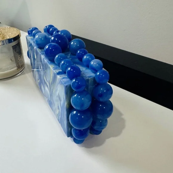 Cult Gaia EOS Beaded Acrylic Clutch Bag (Blue) - Picture 8 of 8